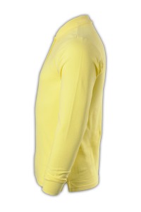 SKLPS006 solid color yellow 044 long-sleeved men's Polo shirt 1AD01 custom-made solid color long-sleeved Polo shirt sports comfort polo shirt polo shirt manufacturer polo shirt price side view